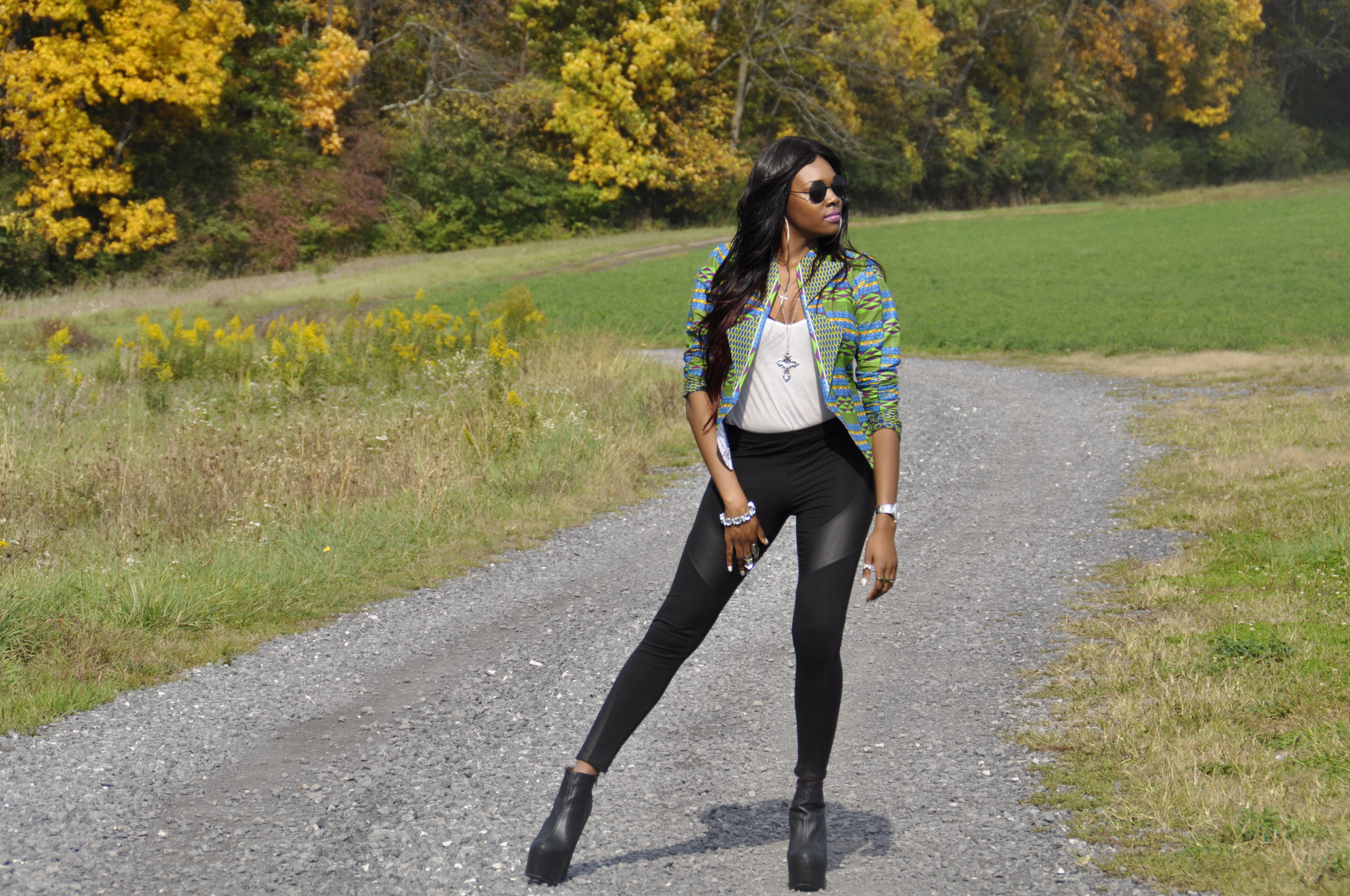 21st Birthday Kente Print Blazer, Faux Leather Panel Leggings and Jeffrey Campbell Black Pixie 2 Boots 3