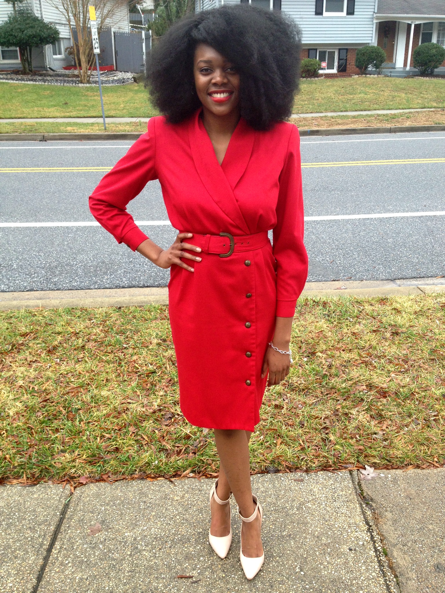 Vintage Red Long Sleeve Dress 6