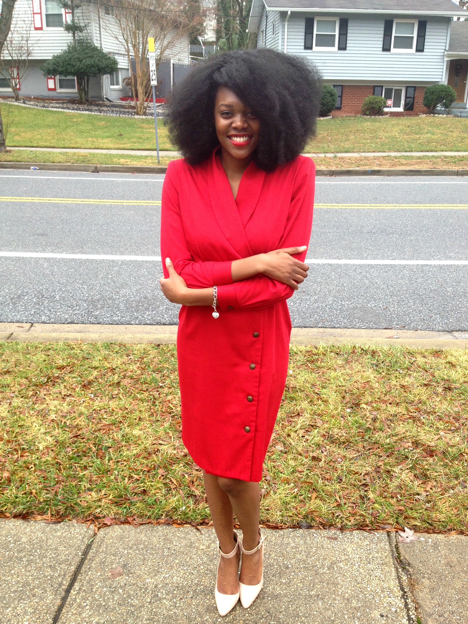 Vintage Red Long Sleeve Dress 9