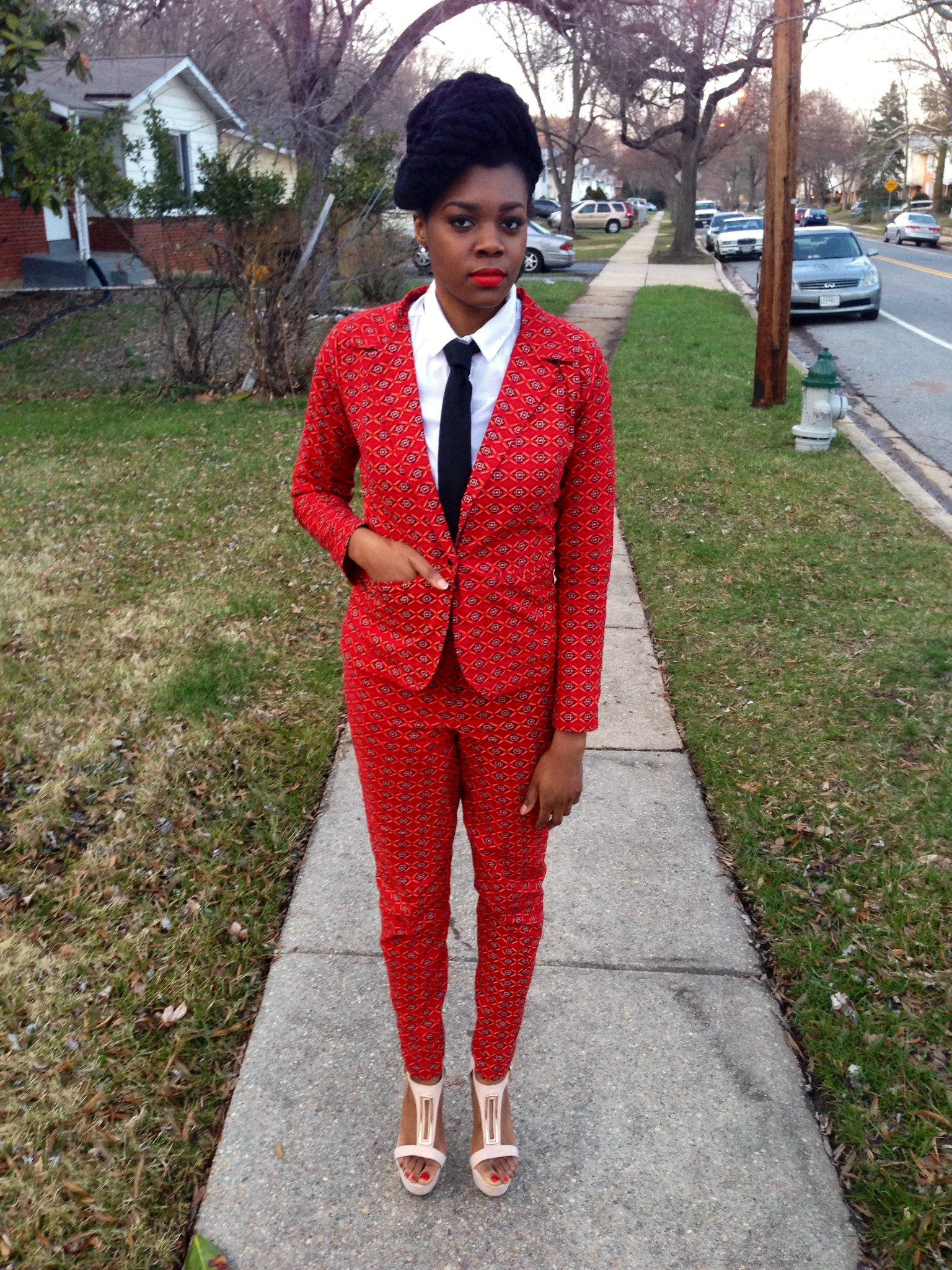 Red Ankara Suit & Tie 1