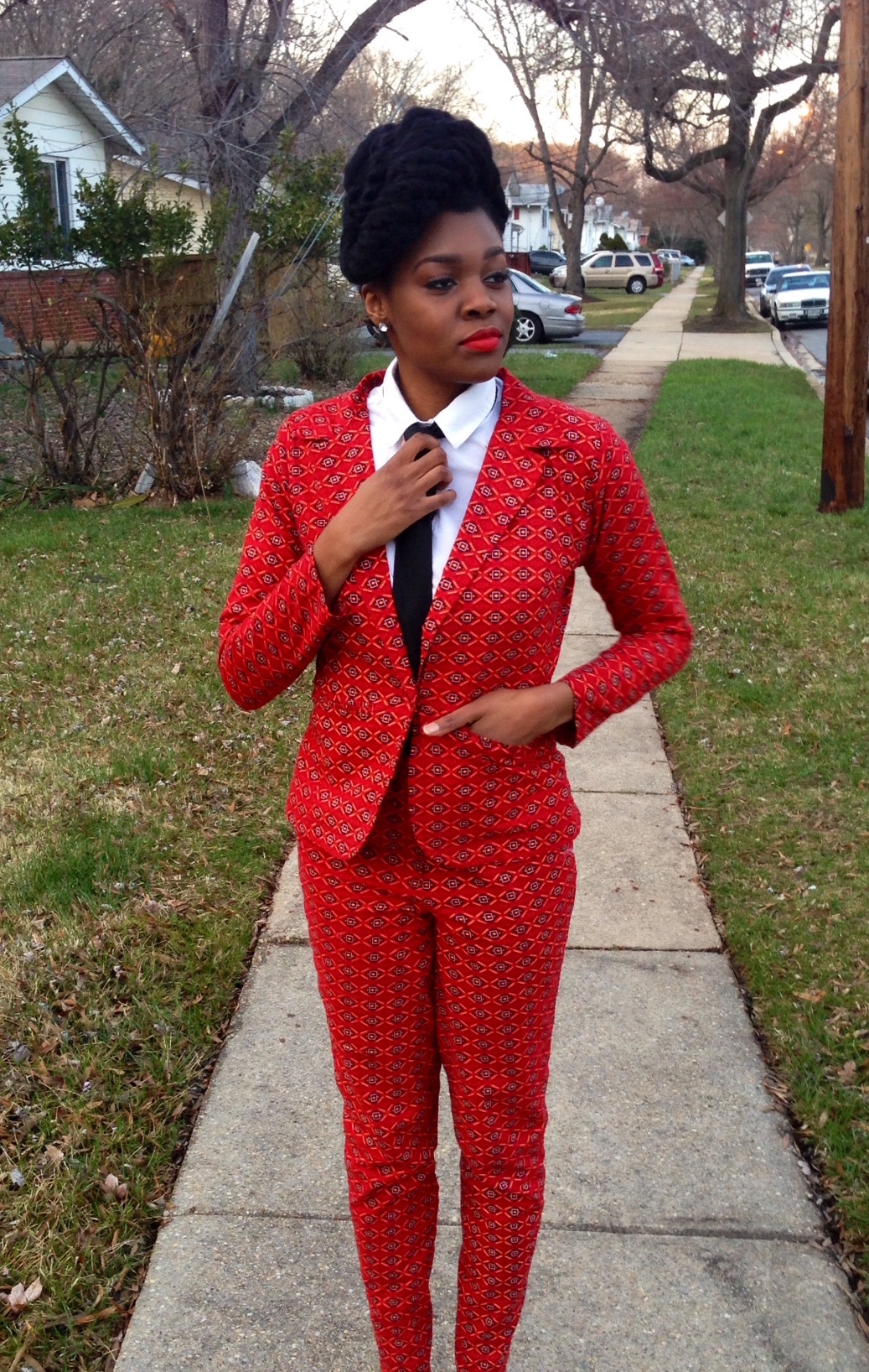 Red Ankara Suit & Tie 10