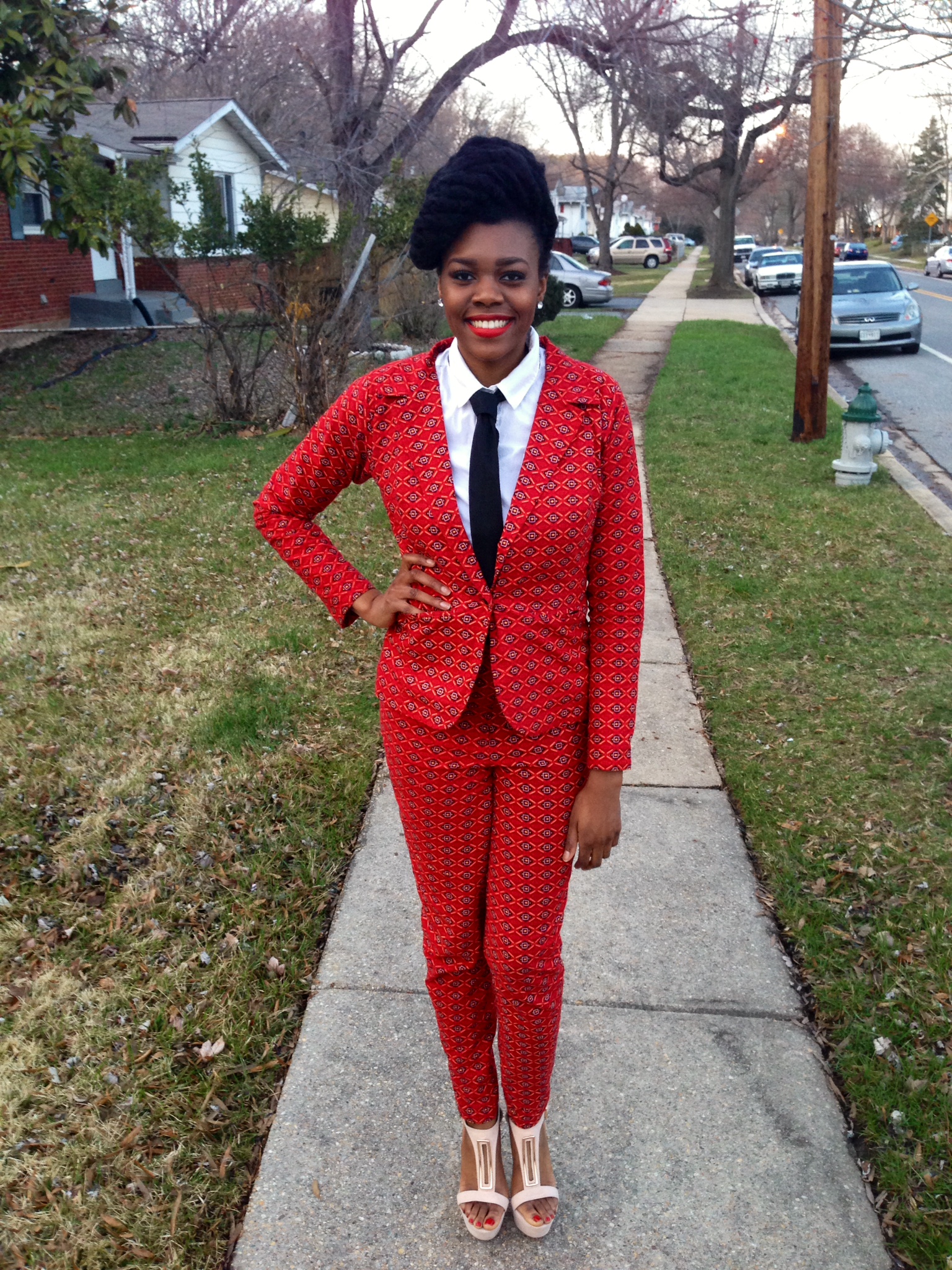 Red Ankara Suit & Tie 6